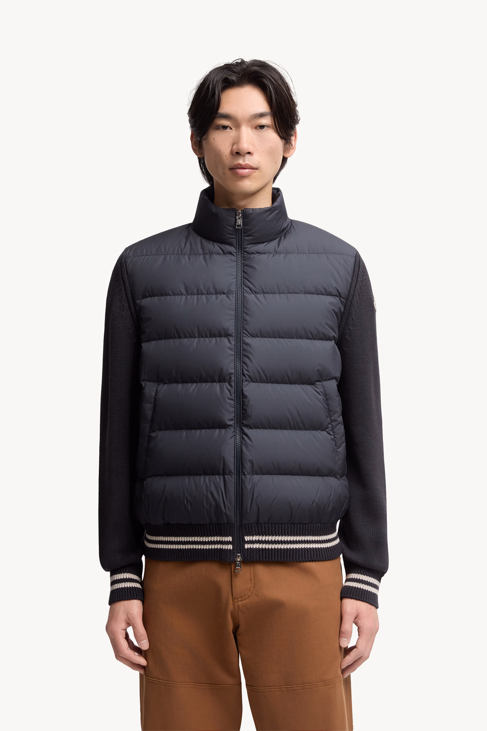 Padded Cotton Cardigan Men Navy Blue Moncler 3